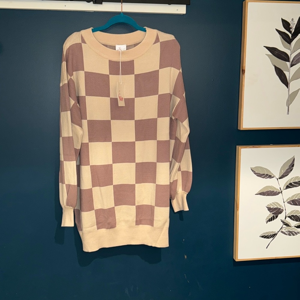 Checker Sweater mini dress